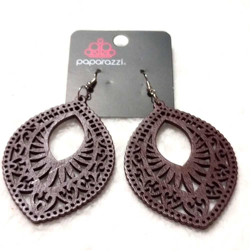 💐Large Brown Wooden Hoop Earrings💐